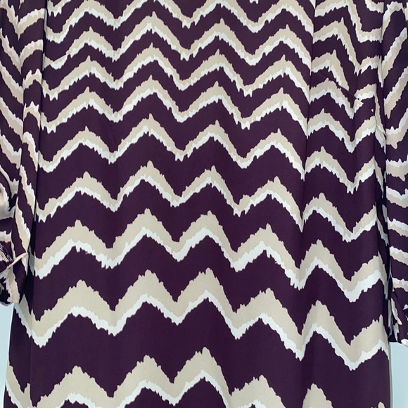 Chevron Print Dress - Purple, Beige, and White - Picture 2 of 4